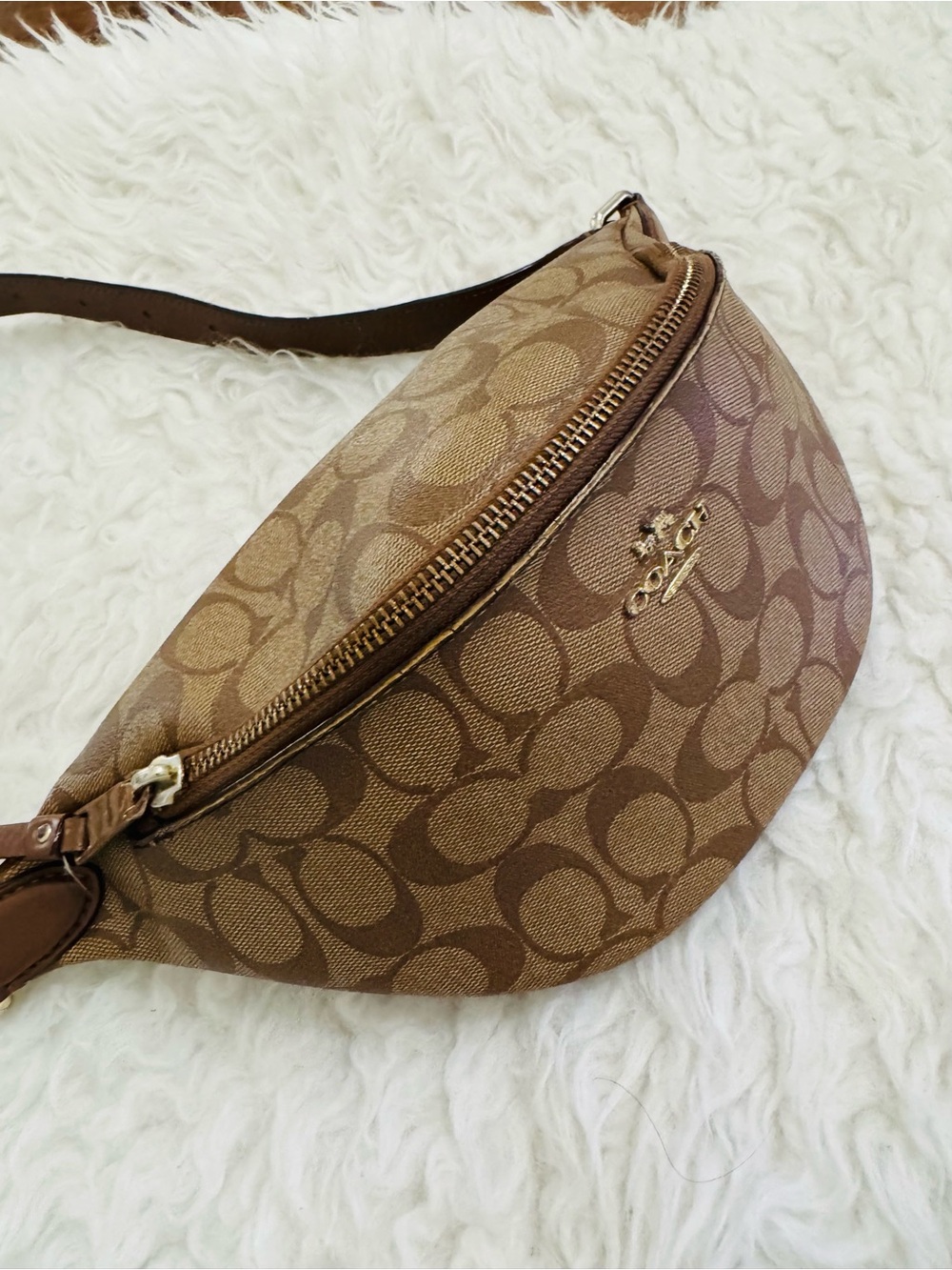 Coach Brown Signature Monogram Crossbody Belt Bag